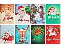Rubye® Diamond Painting Kerstkaarten - Diamond Painting Volwassenen - Met Enveloppen – Kerst – 8 Stuks