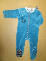 noukie's pyjama in turquoise in velour, 12 maand 80