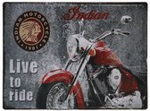 Wandbord – Live to Ride – Indian - Motor - Vintage - Retro -  Wanddecoratie – Reclame bord – Restaurant – Kroeg - Bar – Cafe - Horeca – Metal Sign - 30x40cm