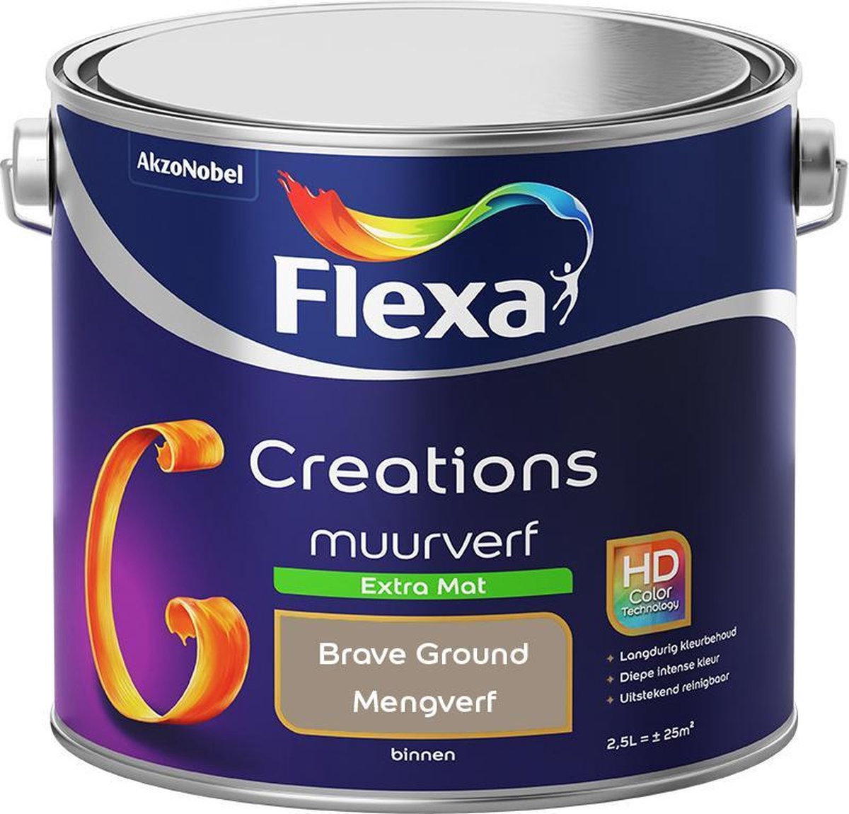 Flexa Creations Muurverf - Extra Mat - Kleur van het jaar 2021 - Brave Ground - 2,5 liter - Flexa