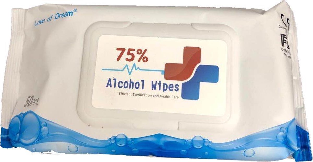 Alcohol Wipes 75 procent 18x15 cm 50 pcs bol