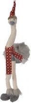 Struisvogel Kerst met sjaal en muts en hangbenen