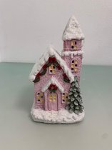 Kerst huisje roze