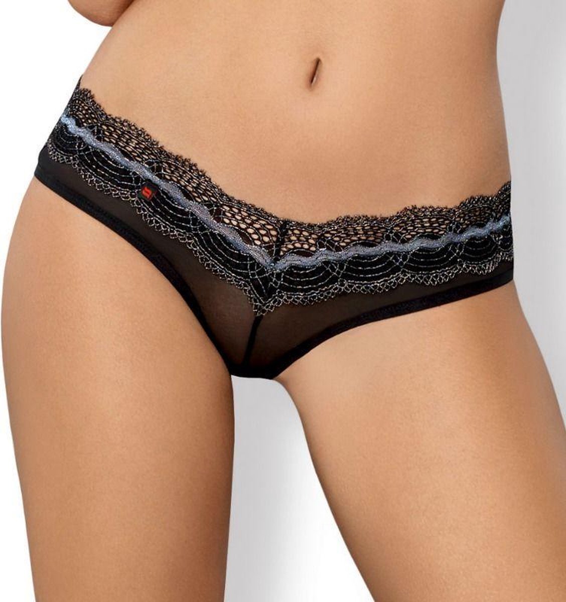 Obsessive Elegante Slip van Netstof - Erotisch Onderbroek - Maat S/M – Zwart