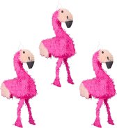 Relaxdays 3x pinata flamingo - ophangen - voor kinderen - zelf vullen - verjaardag – roze