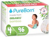 PureBorn bamboe luiers - Maat 4 (7-12kg) - 96 stuks | Tropic