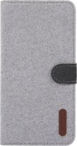 Apple iPhone 5 - iPhone 5s Book Case - Grijs - Wallet Denim Cover - Spijkerstof Hoes