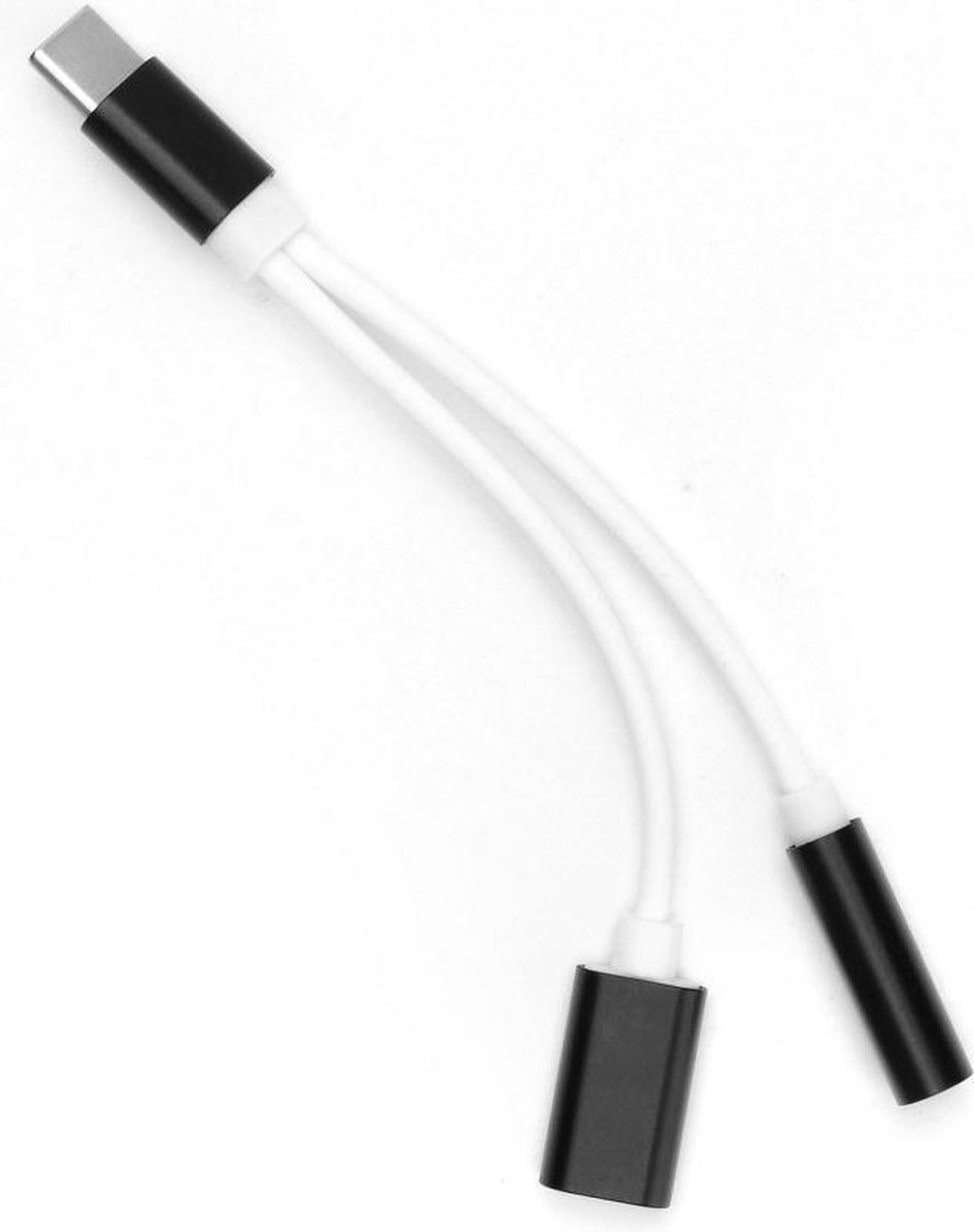 Adapter HF / audio + opladen Type C - Jack 3,5 mm zwart