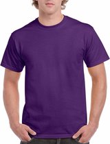 Set van 3x stuks paarse katoenen t-shirts voor heren 100% katoen - zware 200 grams kwaliteit - Basic shirts, maat: S (36/48)