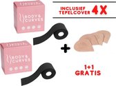 Boob Tape met Tepelplakkers - Fashion Tape - 5 Meter - Plak Bh - Zwart