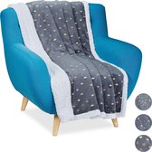 Relaxdays 1 x plaid 150x200 - deken - woonkamer - woondeken - op bank - grijs – bankkleed