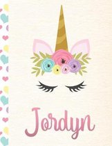 Jordyn: Personalized Unicorn Sketchbook For Girls With Pink Name - 8.5x11 110 Pages. Doodle, Sketch, Create!