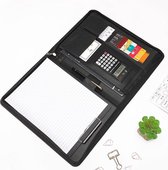 Luxies Schrijfmap A4 + Rekenmachine en Notitieblok - Leer - Zwart