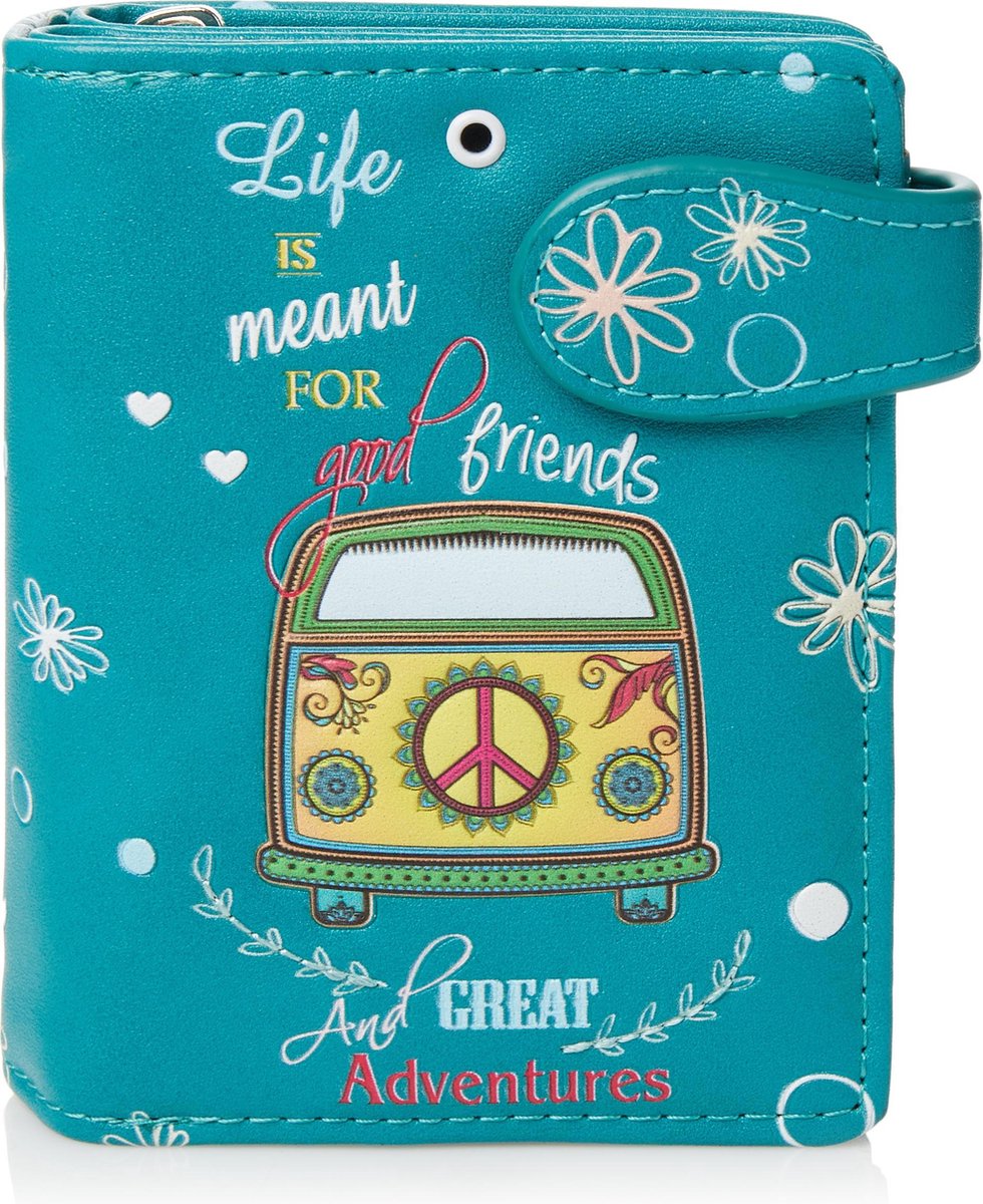 Shagwear Portemonnee - Compact Beugelportemonnee - Dames - Kunstleer - Great Adventures (009916sm)