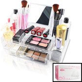 Decopatent® XL Make up Organizer met 13 Vakken & Spiegel & 1 Lade- Makeup Organizer Transparant - Sieraden - Cosmetica Opbergdoos
