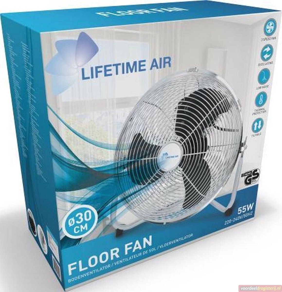 Luxe Vloerventilator 30CM Chroom - Extra Kwaliteit