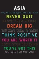 Asia You Are Stronger Than You Think Never Quit Prove Them Wrong Dream Big You Have What It Takes Think Positive You Are Worth It Dont Stop Believing