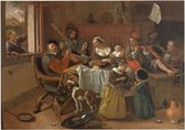 Het vrolijke huisgezin, Jan Havicksz. Steen - Foto op Forex - 120 x 90 cm