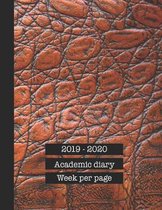 Academic diary: Large page per week academic organizer planner for all your educational organisation - Brown leather mock croc effect