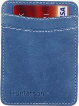 HUNTERSON - Portemonnee met Muntvak - Magic Coin Wallet RFID - Compact - Leder - Kleur: Azuur-Wit