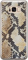 Samsung S8 hoesje siliconen - Snake / Slangenprint bruin | Samsung Galaxy S8 case | goudkleurig | TPU backcover transparant