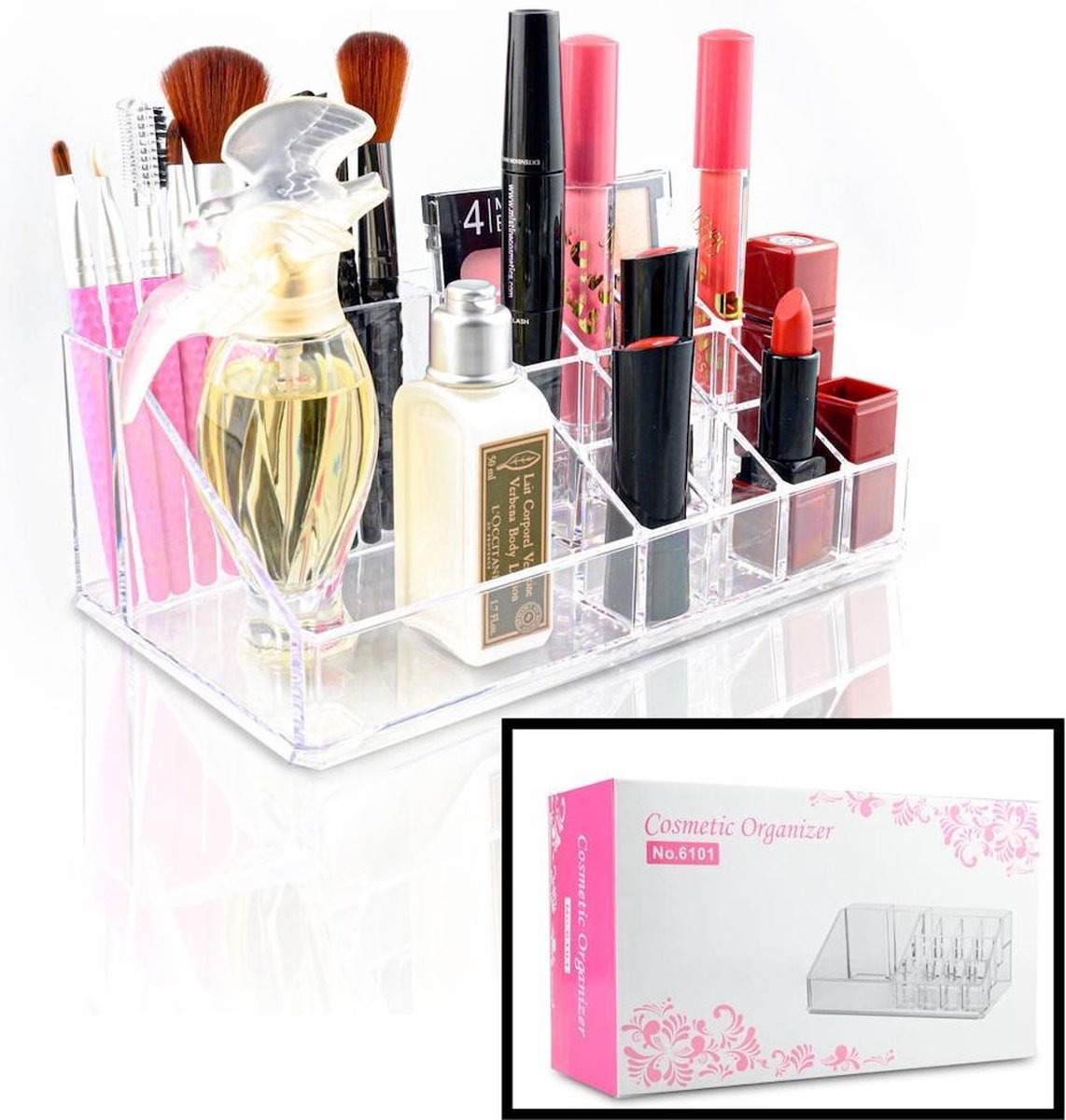 Decopatent® Make up Organizer met 16 Vakken - Makeup Organizer Transparant - Sieraden - Make-up - Cosmetica - Tafel - Opbergdoos - Merkloos