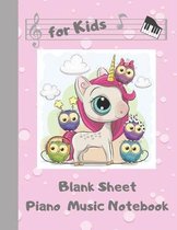 Blank Sheet Piano Music Notebook Kids: Unicorn Wide Staff Manuscript Paper Songwriting Composition Journal 8.5''x11''inch, 110 pages