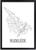 DesignClaud Ruiselede Plattegrond poster A2 + Fotolijst zwart