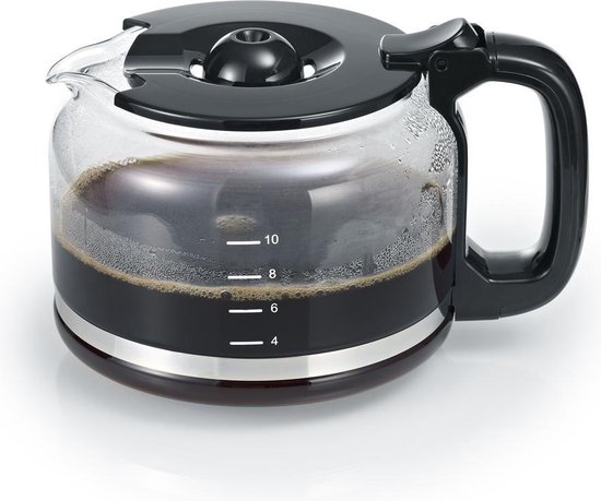 SEVERIN Koffiezetapparaat, aromatische koffie met koffiezetapparaat voor maximaal 10 kopjes, filterkoffiezetapparaat met zwenkfilter, roestvrij staal/zwart, KA 4822