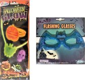Halloween set - Blauwe Vleermuis Bril met lichtjes - En Glow Party Pack - Glow Sticks - Set