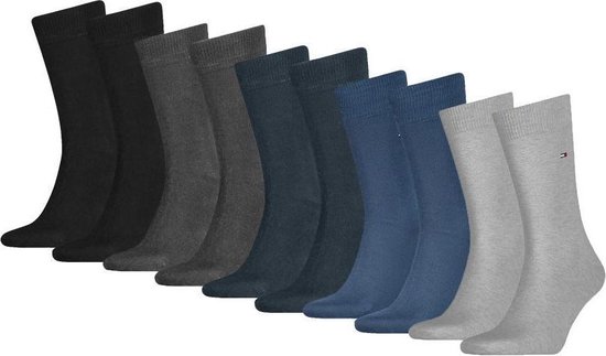 Tommy Hilfiger - heren basic sokken 10-pack blauw, grijs & zwart - maat 47-49