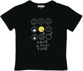 La Pèra Zwart Smiley T-Shirt 100% Katoen Dames - Maat L