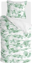 Walra Dekbedovertrek Green Leaves - 140x220 - 100% Katoen - Wit