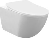 Toiletpot/wandcloset met RVS sproeier Creavit FE322.G0600 rimfree/rimless MAT wit met softclose en quickrelease toiletzitting/toiletbril