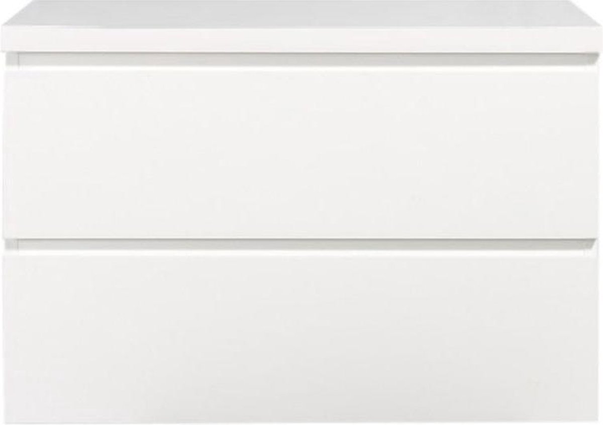 Diamond Line Callisto - Badkamermeubel / Badkamerkast - 80cm - Hoogglans Wit - Topblad - Softclose