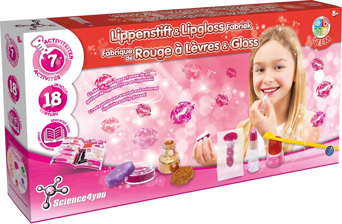 Science4you - Lippenstift & Lipgloss Fabriek - Experimenteerdoos - 7 Experimenten - STEM Speelgoed