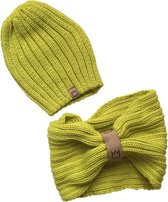Beanie Set Licht Groen / Lime  - Kind - Muts en Colsjaal - Unisex tot 10 jaar