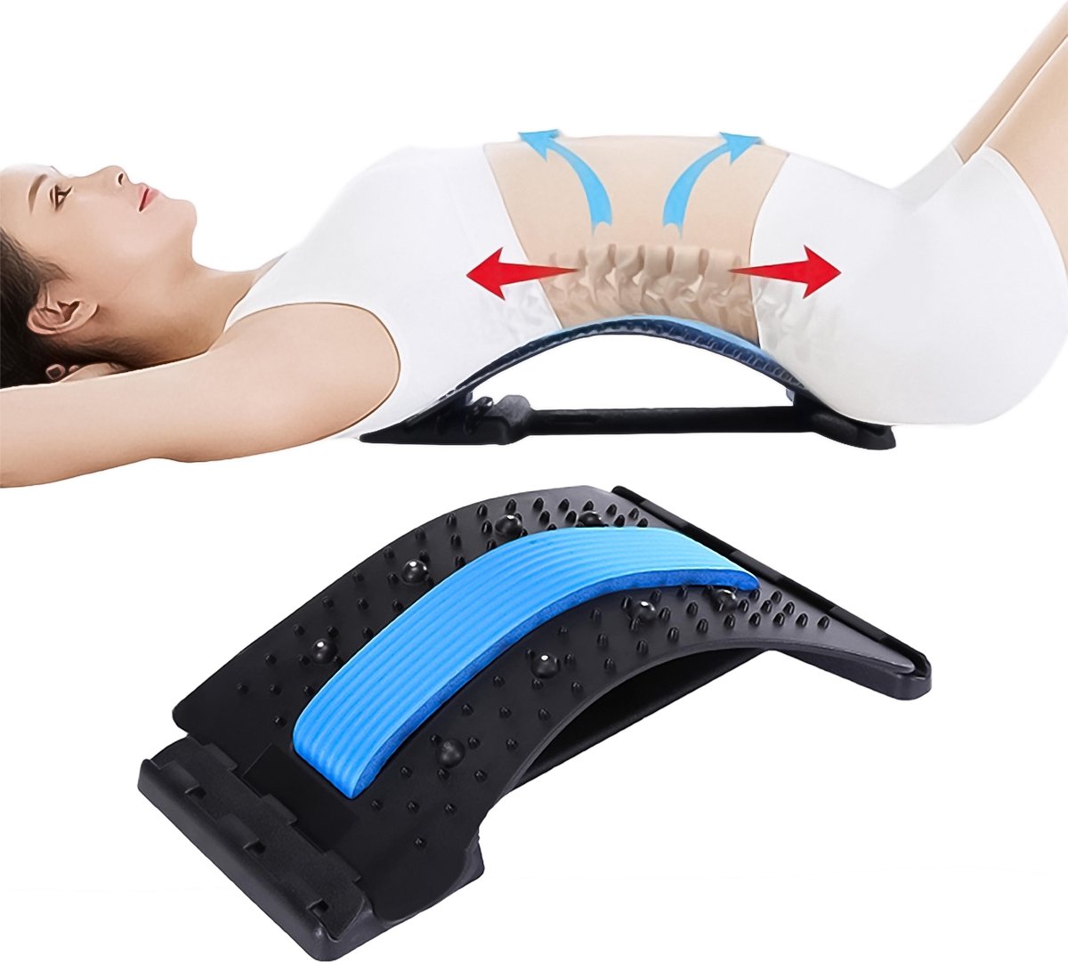 Backstretcher - Houding Corrector - voor Rugklachten - Rugmassage - Verstelbare Rugstretcher - Magnetische Acupunctuur - Rugtrainer - Rugstrekker - Drukpunt Massage - Postuur Correctie - Zithouding - Blauw - Merkloos