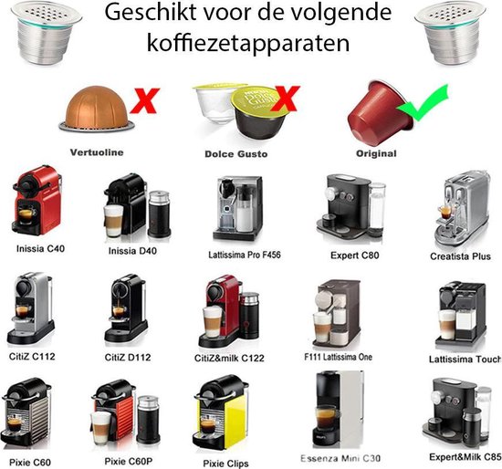 Tochi boom Schat Ga op pad Navulbare koffiecups – Herbruikbare capsules - Nespresso cups RVS – Verse  koffie -... | bol.com