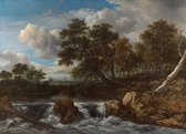 Jacob Isaacksz. van Ruisdael, Landschap met waterval ca. 1668 op canvas, afmetingen van dit schilderij zijn 100x150 cm