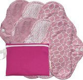 ImseVimse Wasbaar bio inlegkruisjes met wasbaar tasje - zero waste kleur - roze - Blossom - 6 stuks - Inlegkruisjes
