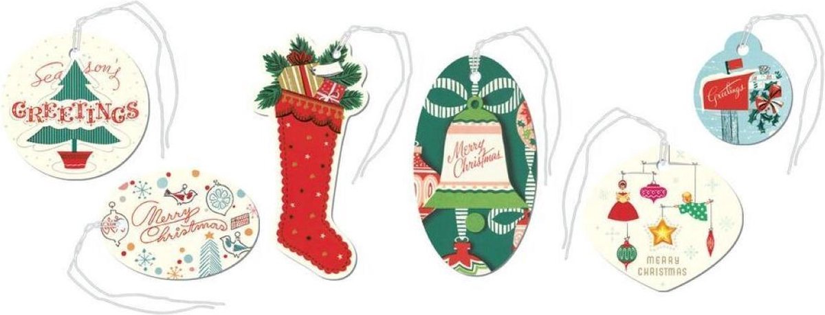 Vintage Christmas gift tags - Cavallini & Co - Kerst Labels 36 stuks