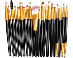 20Stuks Make-Up Kwasten Set Zwart Goud Oogschaduw Foundation Poeder Eyeliner Wimper Lip Make Up Borstel Cosmetische beauty Tool Kit Hot