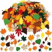 Herfstdecoratie stickers 528-stuks Herfst Esdoorn Bladeren | viltstickers herfstbladeren | gekleurde nep bladeren | kleur blad geel groen oranje rood | herfstkleuren kunstbladeren