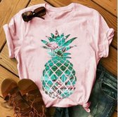 Roze shirt ananas - dames - vrouw - kleding - mode - shirt - korte mouw - Dames T-shirt