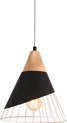 PLATINET PPL02B IRIS Hanglamp zwart metaal met houtaccent E27 fitting maximaal 40W zwart, bruin