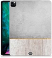 Hoesje iPad Pro 12.9 (2020) | iPad Pro 12.9 (2021) Cover Wood Beton met doorzichte zijkanten