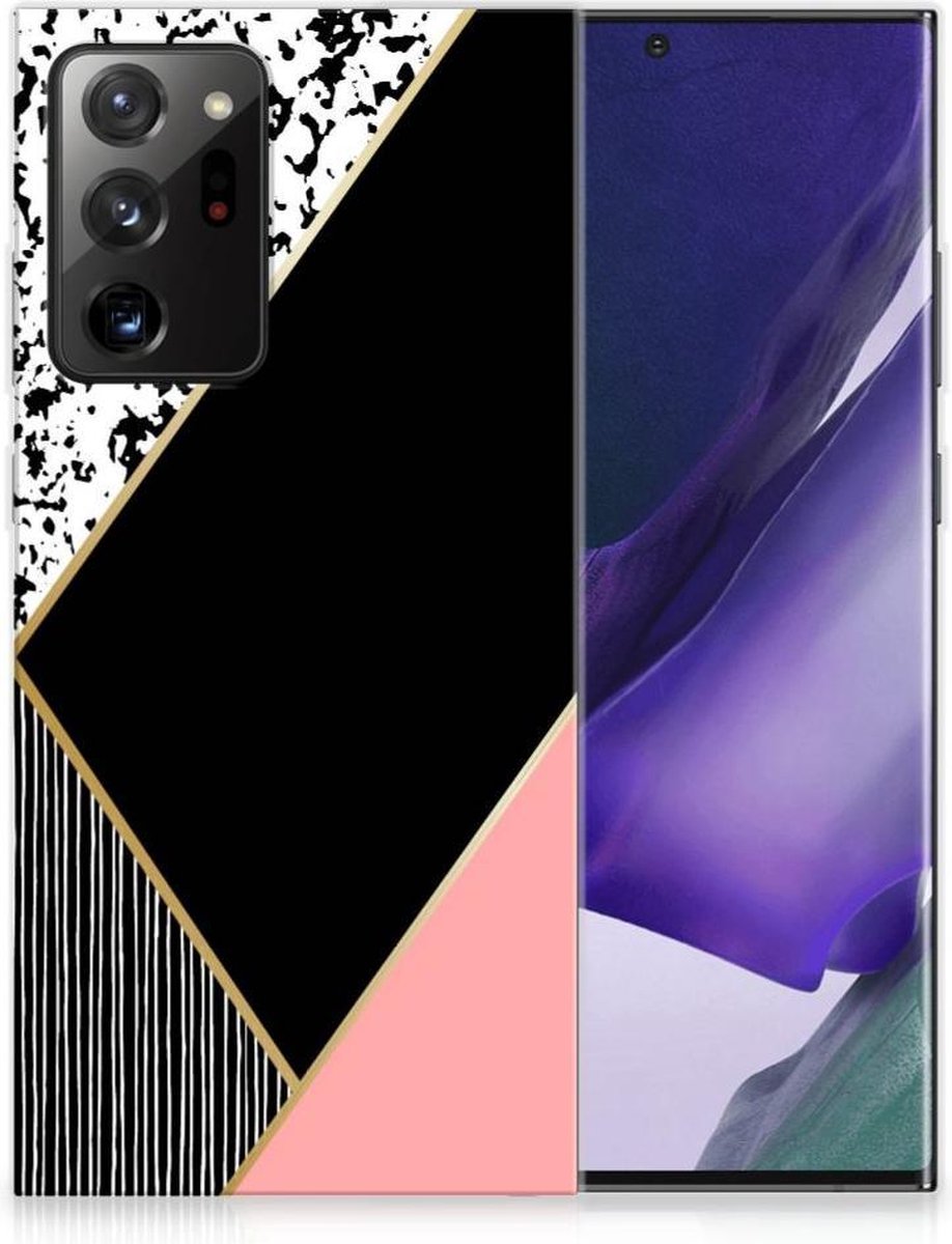 Samsung Galaxy Note20 Ultra TPU Hoesje Zwart Roze Vormen