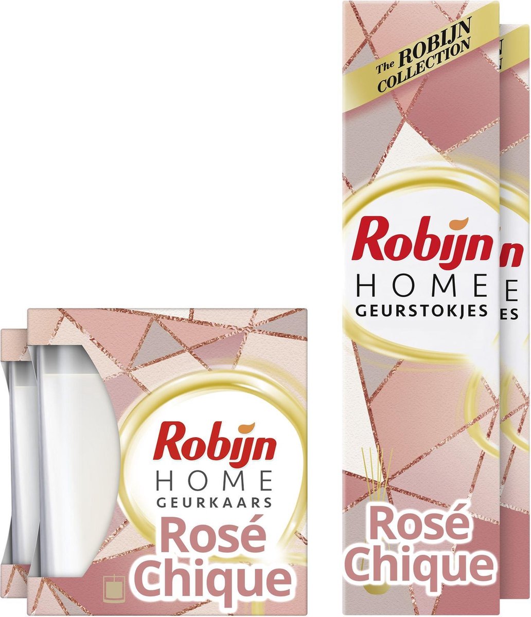 Robijn Rose Chique Home Care pakket - Geurstokjes & Geurkaars - Voordeelverpakking