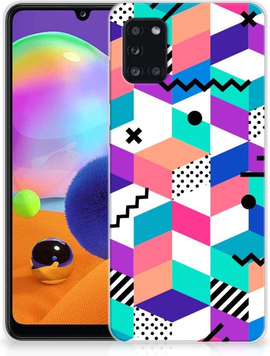 Samsung Galaxy A31 TPU Hoesje Blokken Kleurrijk
